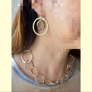 Earrings + Necklace Gold-Plated Jewelry Set